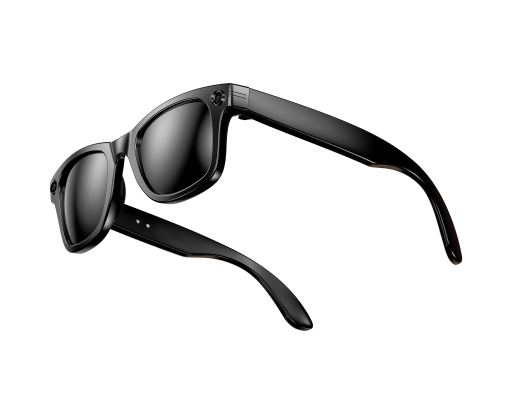 ULMIED W610T smart camera glasses with sunglasses lenses, angled view